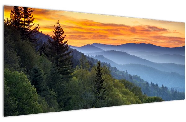 Slika - Crveni oblaci u planinama (120x50 cm)