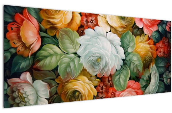 Slika naslikanog buketa cvijeća (120x50 cm)
