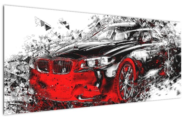 Slika - Naslikani automobil u akciji (120x50 cm)