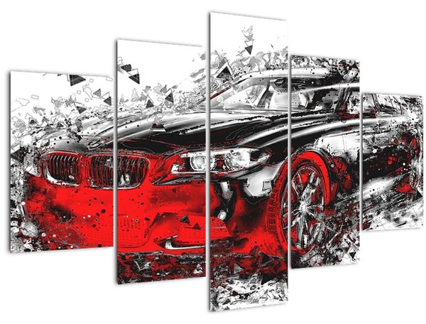 Slika - Naslikani automobil u akciji (150x105 cm)