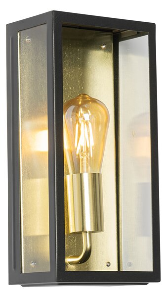 Industrijska vanjska zidna svjetiljka crna sa zlatom IP44 - Rotterdam