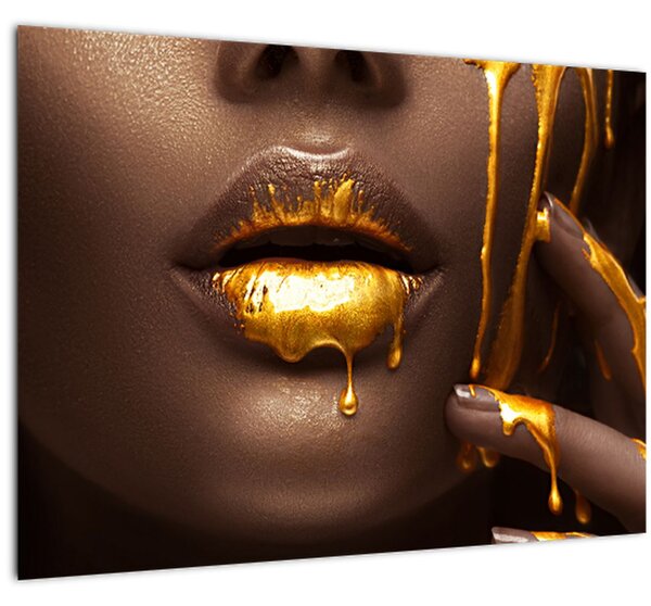 Slika - Žena sa zlatnim usnama (70x50 cm)