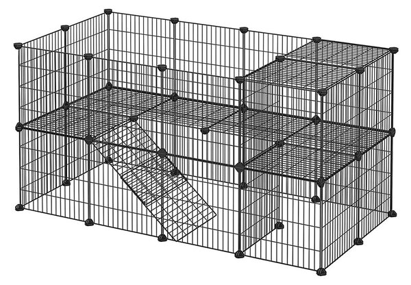 SONGMICS dvokatna metalna ograda za kućne ljubimce, prilagodljiv kavez za kućne ljubimce, 143 x 71 x 73 cm