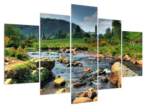 Slika planinskog krajolika s rijekom (150x105 cm)