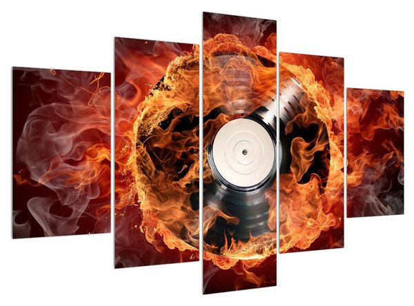Slika gramofonske ploče u plamenu (150x105 cm)