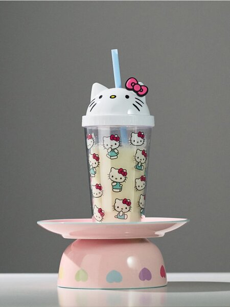 Sinsay - Šalica s poklopcem i slamkom Hello Kitty