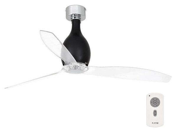 FARO 32026 - Stropni ventilator MINI ETERFAN crna/prozirna + daljinski upravljač