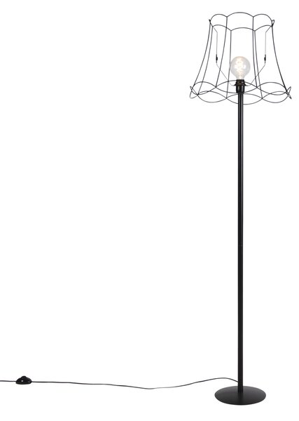 Podna svjetiljka crna s abažurom Granny Frame crna 45 cm - Simplo