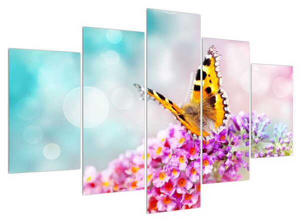 Slika leptira na cvijetovima (150x105 cm)