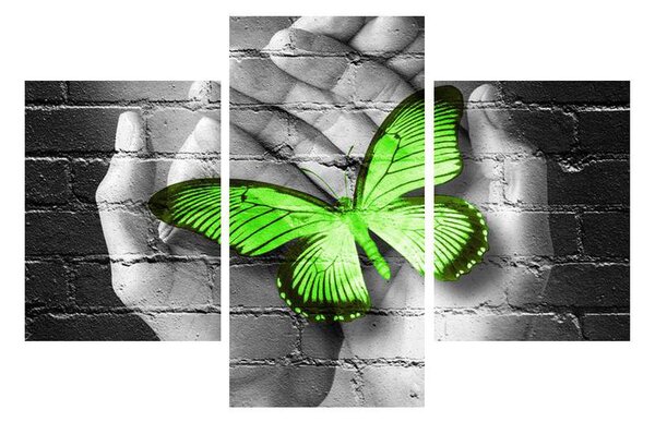 Moderna slika dlanova s ​​leptirom (90x60 cm)