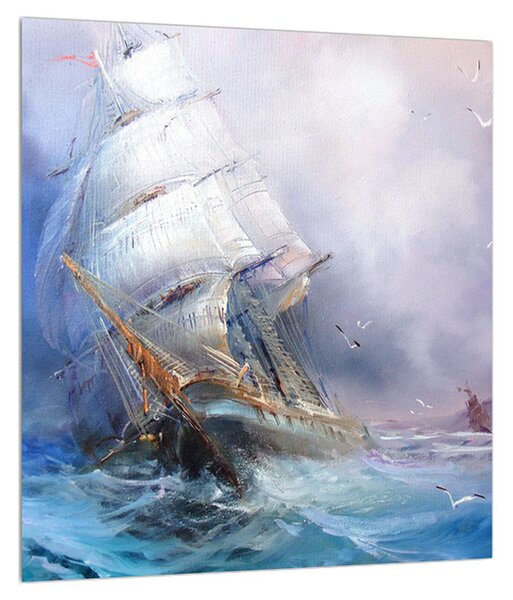 Slika broda na olujnom moru (30x30 cm)