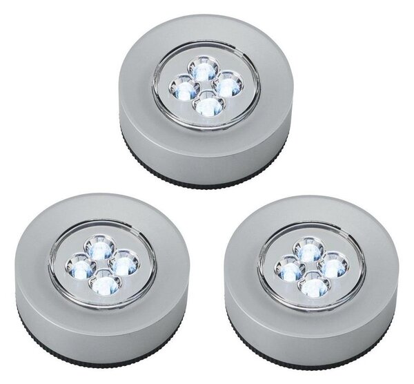 SET 3x LED Orijentacijska svjetiljka na dodir 1xLED/2W/4,5V srebrna