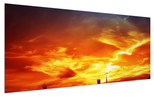 Slika brodova u zalasku sunca (120x50 cm)