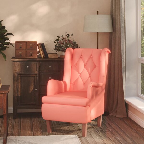 VidaXL Fotelja s nogama od masivnog drva kaučukovca baršun ružičasta