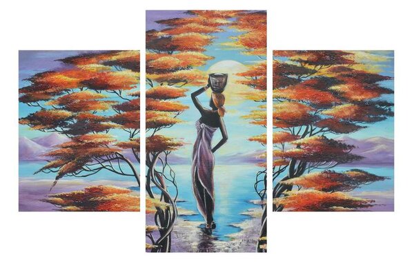 Orijentalna slika žene, drveća i sunca (90x60 cm)