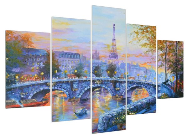 Slika oslikanog krajolika s Eiffelovim tornjem (150x105 cm)