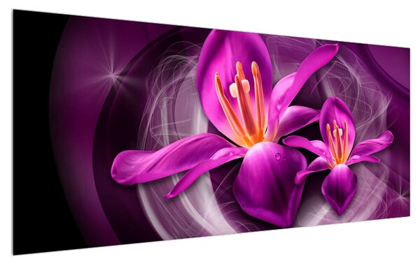 Moderna ljubičasta slika cvijeća (120x50 cm)