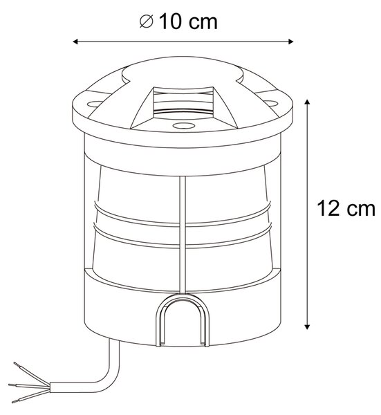 Set od 6 modernih reflektora za tlo crni GU10 50mm 4-svjetlosni efekt IP65 - Cellar