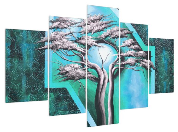 Orijentalna plava slika stabla i sunca (150x105 cm)