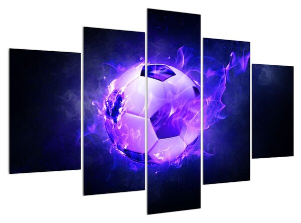 Slika nogometne lopte na plavoj vatri (150x105 cm)