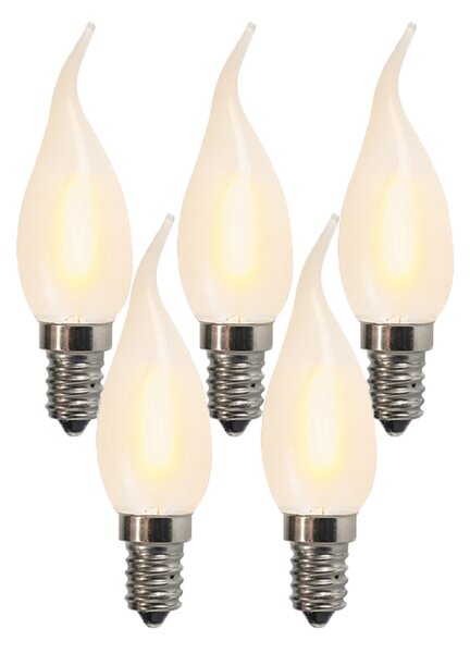Set od 5 E14 LED matiranih žarulja u obliku svijeće BXS35 1W 100 lumena 2200K
