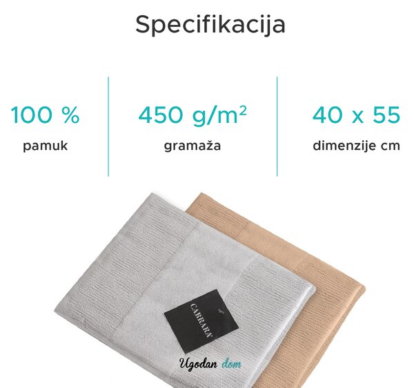 Ručnik CARRARA 40x55 cm svijetlo sivi, 100% pamuk