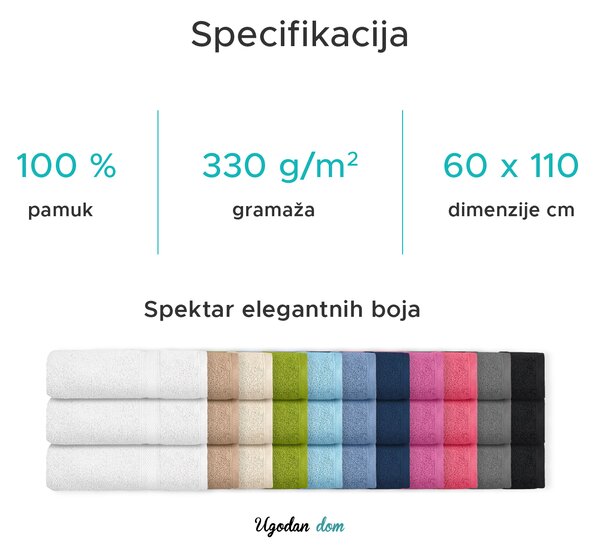 Ručnik CLARYSSE ELEGANCE 60x110 cm ružičaste boje, 100% pamuk