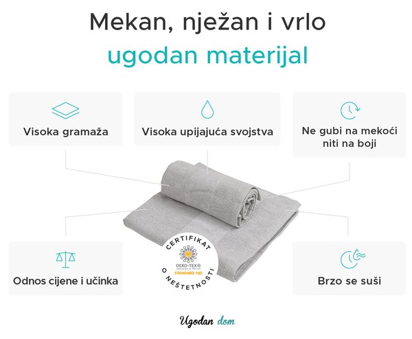 Set ručnika CARRARA 1 kom 60x100 cm i 1 kom 40x55 cm 100% pamuk, bijela