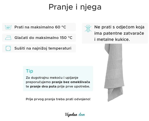 Set ručnika CARRARA 1 kom 60x100 cm i 1 kom 40x55 cm 100% pamuk, bijela