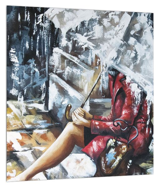 Slika žene pod kišobranom (30x30 cm)