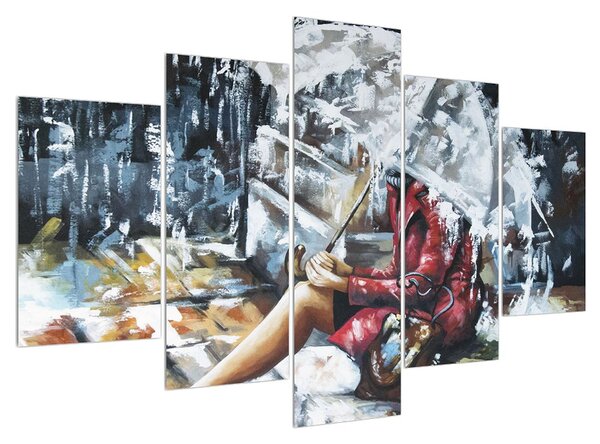 Slika žene pod kišobranom (150x105 cm)
