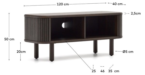 Tamno smeđa TV komoda u dekoru jasena 120x50 cm Mailen – Kave Home