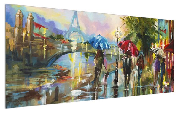 Slika kišnog vremena i Eiffelovog tornja (120x50 cm)