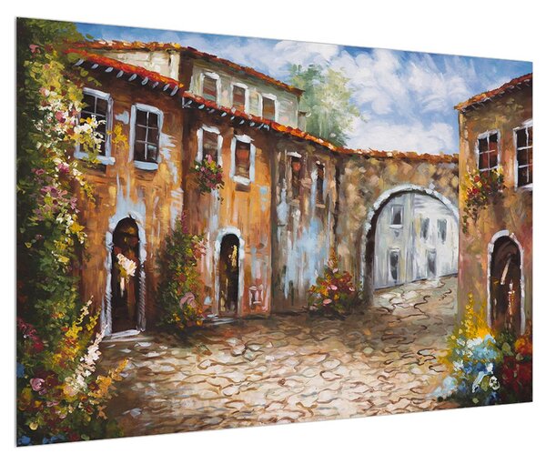 Slika oslikane mediteranske uličice (90x60 cm)