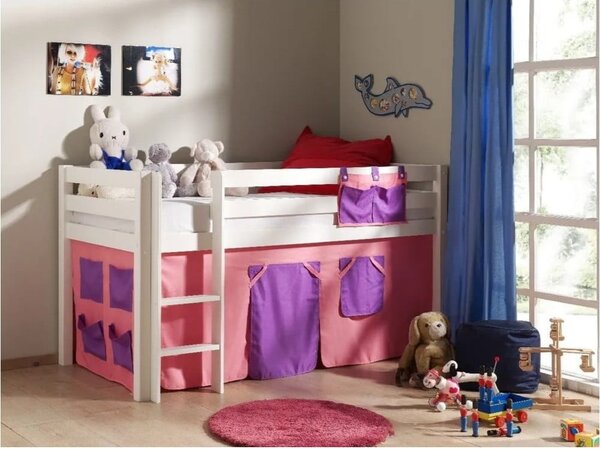 Bijeli povišeni dječji krevet od borovine 90x200 cm PINO - Vipack