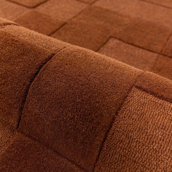 Ručno rađen vunen tepih boje terakote 200x290 cm Checkerboard – Flair Rugs