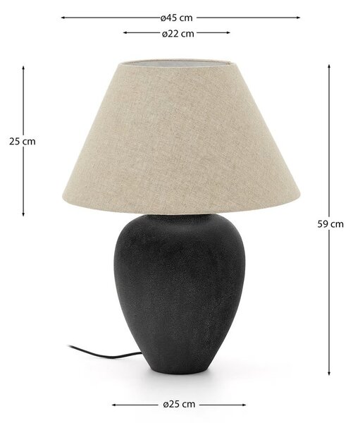 Crna/bež stolna lampa s tekstilnim sjenilom (visina 60 cm) Mercadal – Kave Home