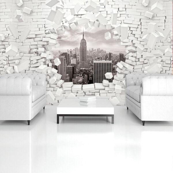 Foto tapeta - New York i 3D Brickwall (254x184 cm)