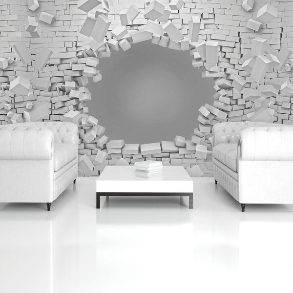 Foto tapeta - 3D eksplozija zida od opeke (152,5x104 cm)
