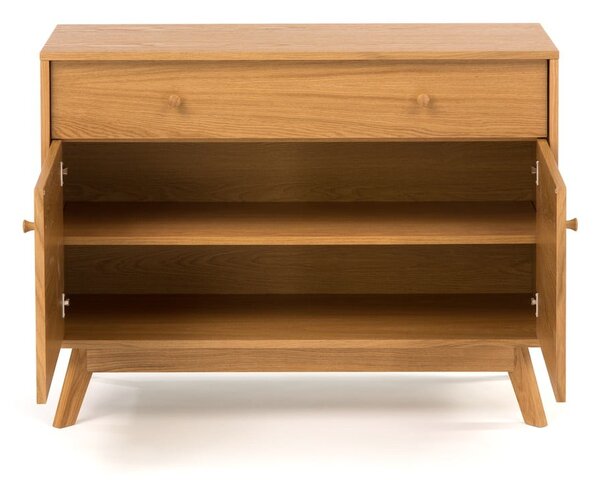 Niska komoda u dekoru hrasta u prirodnoj boji 100x75 cm Kensal – Woodman