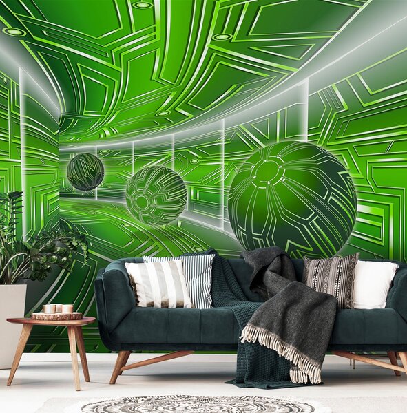 Foto tapeta - Zelena uličica s lopticama (152,5x104 cm)