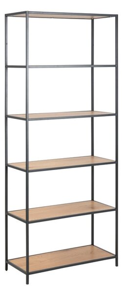 Crni/u prirodnoj boji regal u dekoru hrasta 77x185 cm Seaford – Actona