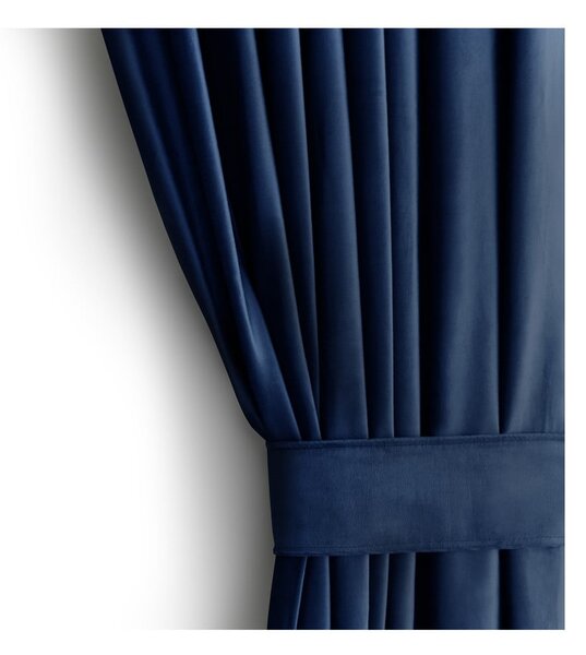Tamno plava zavjesa za djelomično zamračenje od samta 140x270 cm Eyelets – Restilo