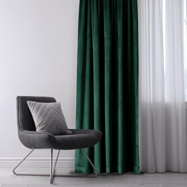 Tamno zelena zavjesa za djelomično zamračenje od samta 140x245 cm Eyelets – Restilo