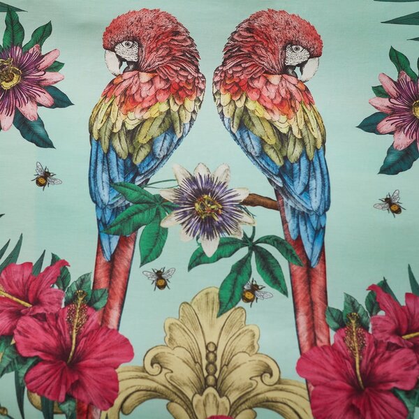 Zelena/plava posteljina za krevet za jednu osobu od pamučnog satena 135x200 cm Paradise Parrot – Matthew Williamson