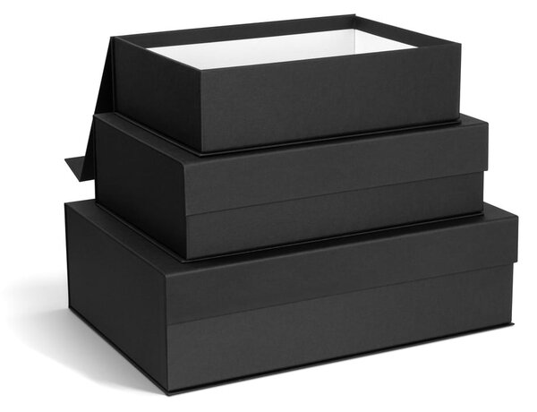 Tamno sive kartonske kutije za pohranu u setu 3 kom s poklopcem 42,5x29,5x13 cm Kian Paper Laminate – Bigso
