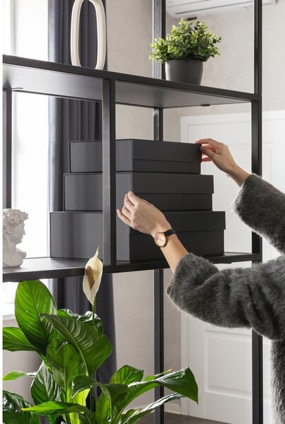 Tamno sive kartonske kutije za pohranu u setu 3 kom s poklopcem 42,5x29,5x13 cm Kian Paper Laminate – Bigso