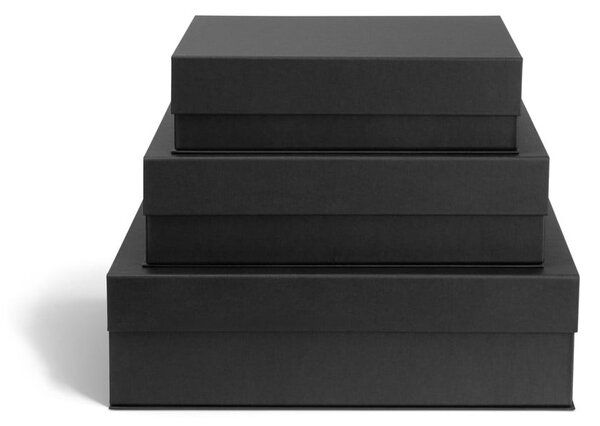 Tamno sive kartonske kutije za pohranu u setu 3 kom s poklopcem 42,5x29,5x13 cm Kian Paper Laminate – Bigso