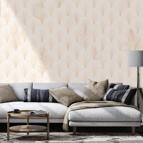 Tapeta bež art deco geometrija
