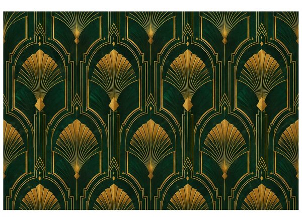Fototapeta zlatne art deco lepeze na zelenoj